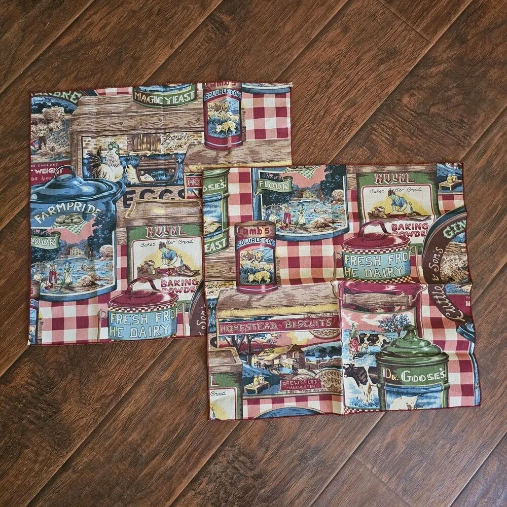 2 Retro Bandanas Napkins Vintage Kitchen Products Advertising 16 In Square